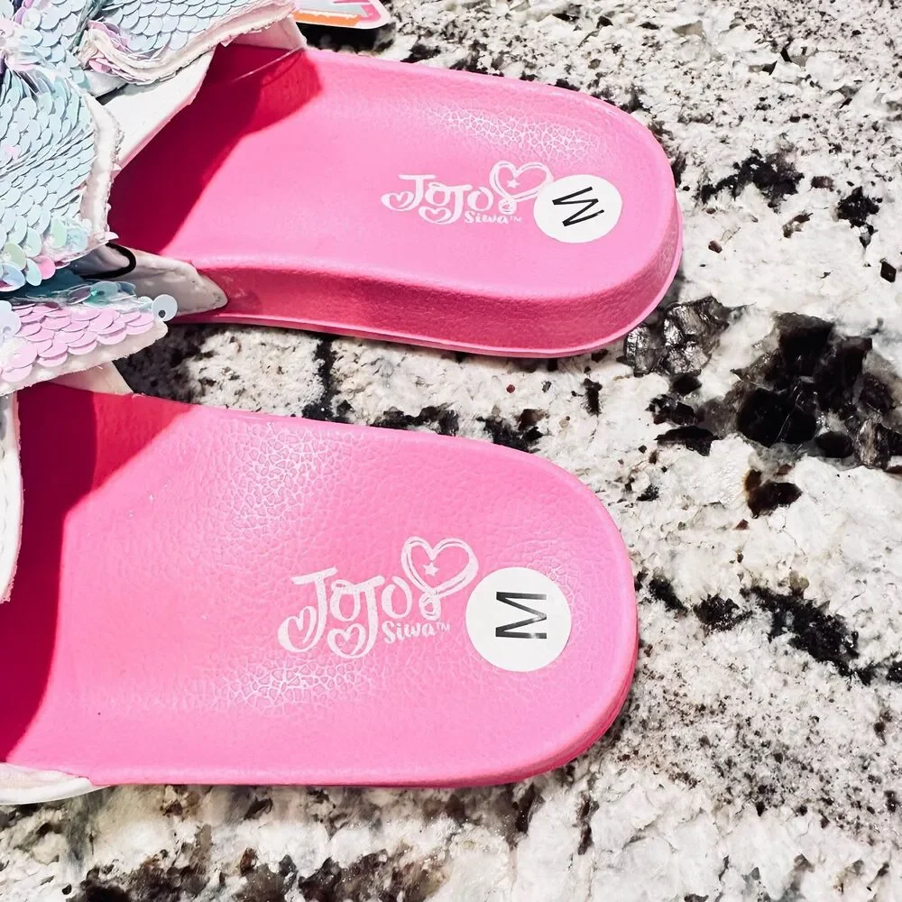 JoJo Siwa Crushed Glitter Slide Sandal Pink with Signature Bow